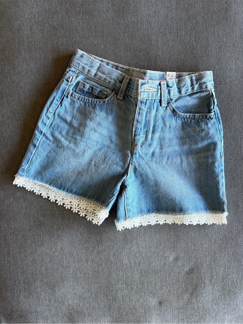 The Children's Place Blue Denim Shorts with White Daisy Lace Trim